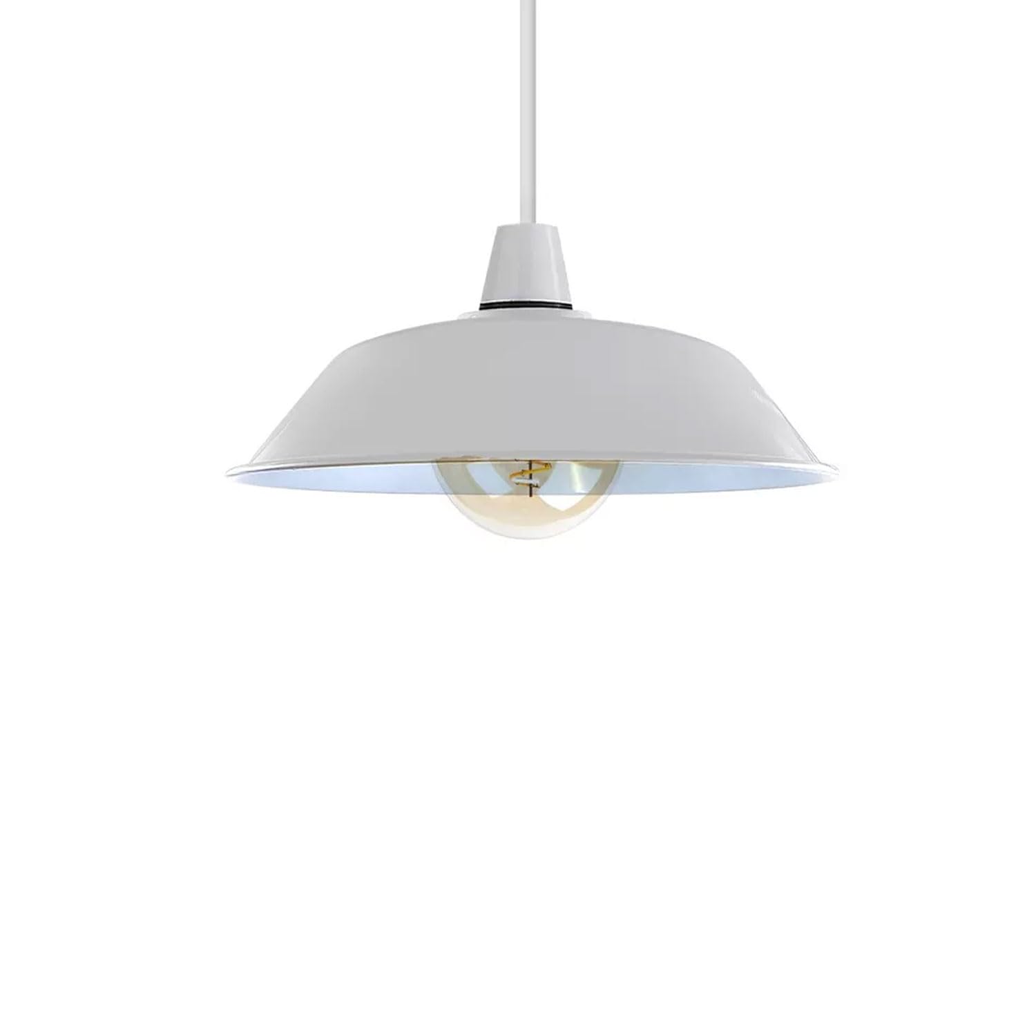 LEDSone Retro 36cm White Pendant Lampshade, Hanging Pendant Light Shade Easy Fit Various Type Indoor Lampshade loft Industrial Style Metal Light Shade — image 1
