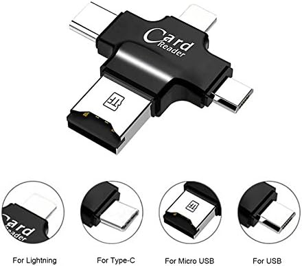 4-in-1 SD Card Reader TF Micro SD Card Adapter External Storage Memory with Type C, Micro USB, TF Flash Memory USB 2.0 Stick, Lightning Connector for iPhone / iPad / Android / Mac / PC