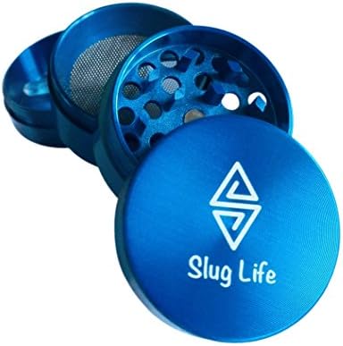 Slug Life Herb Grinder 4 Parts 1.6 Inch with Pollen Catcher (Blue)
