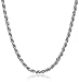 Amazon Essentials Sterling Silver Ladies Italian 2.2 mm Diamond Cut Rope Chain Necklace, 20
