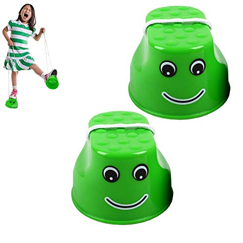 Stilts Walking Balance Jumping Stilts Steppers Toys Promote Fine Motor Skills for Toddler Kindergarten and Preschool Kids Balance Trainers Toys(Green Smiley Face)