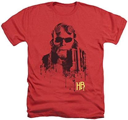 Simply Superheroes Mens hellboy splatter gun heather t shirt Mens Heather Large