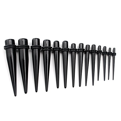 vcmart 12G-00G Ear Gauges Stretching Kit Tapers & Plugs Expanders Set UV Acrylic 28pcs