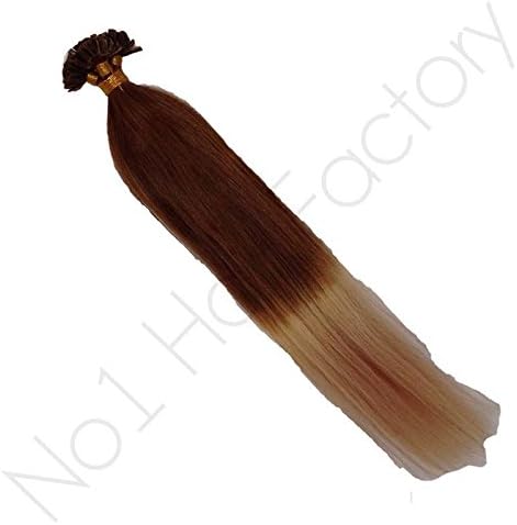 18" Nail Tip 100% Human Hair Extensions Dip Dye Ombre 1 Gram Strands - 6/18 - Strands-75