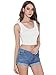 MsBasic Womens Basic Sleeveless Short Fitness Cami Crop Tank Top (X-Small, White)