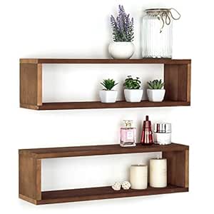 MyGift Acabado de madera montado en la pared estante flotante de 24