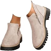 Ankle Boots for Women 2025 Low Heel Chunky Platform Heeled Short Booties Non Slip Outdoor Walking Shoes Fall Boots for Women