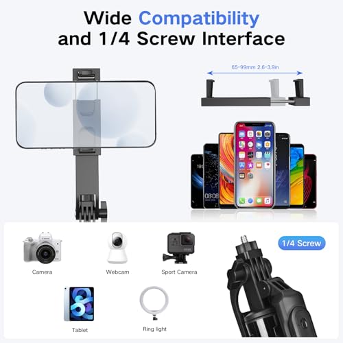 Tiktok/YouTube Kit di Treppiede per Selfie Stick con 2 luci y con 2 microfoni, 180cm Treppiede per smartphone, treppiedi per smartphone compatibile con iPhone & Android Smartphone