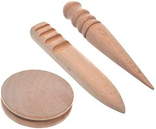 KOTVTM Solid Wood Leather craft Edge Slicker Round Wood Burnisher 3 Models For Solid Wood leather tools