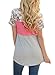 HOTAPEI Women Casual Floral Print Short Sleeve Color Block Tee Shirts Blouse Tops Pink Medium