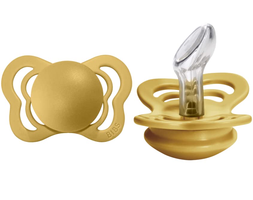 Photo 1 of BIBS Pacifiers - Couture Collection | BPA-Free Baby Pacifier | Made in Denmark | Set of 2 Mustard Color Premium Soothers | Size 0-6 Months