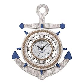La Crosse BBB84008 14 inch Blue & White Anchor Quartz Wall Clock, White 412jHPfC93L. SS280
