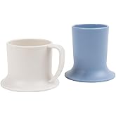 Untippy Kids Tumbler and Teacup | 2 Cup Set (6 & 7 Oz) Sippy Cups Dishwasher/Microwave Safe 3.5" x 4" | 2 Wide Base Toddler Cups Polypropylene Plastic Dinnerware Set | Open Sippy Cup for 6+ Month Old