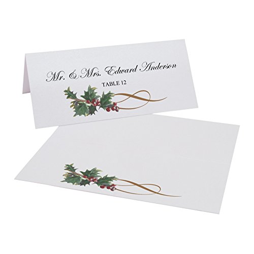 Christmas and Holiday Holly Swirl Printable Place Cards, Set of 150 (25 Sheets), Laser & Inkjet Printers - Perfect for Wedding, Parties, and Special Events