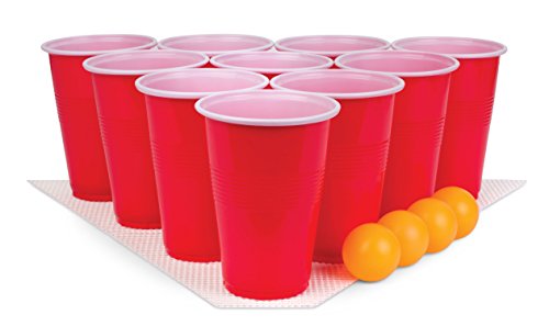 Perfect Life Ideas 30 Pc Beer Pong Set Cool Fun Beer Drinking Party Game to Play for Adults College Students - Includes Cups, Balls, Game Anti Skid Mat More