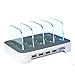 KeyEntre 4 USB Charging Station with Blue LED for Multiple Devices (White, Include Short Cables)