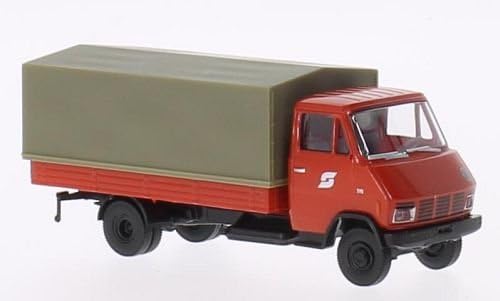 Steyr 590 flatbed platform trailer, ÖBB, Model Car, Ready-made, Brekina 1:87