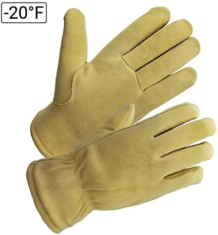 SKYDEER 3M Thinsulate Thermal Winter Work Gloves with Windproof Premium Genuine Deerskin Suede Leather (Unisex)