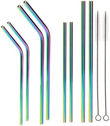 Metal Straws Stainless Steel Straws Rainbow Straws Fits 20oz and 30 oz Tumbler, Extra Long Reusable Ecofriendly
