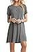 MOLERANI Women's Casual Plain Simple T-Shirt Loose Dress(Gray,XL)
