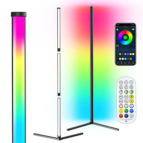 LED RGB Corner Floor Lamp: Bedee 16 Million Color Changing Floor Lamps with Remote,Smart App Control with DIY Music Sync Mode, Floor Lamp Light for Entertainment,TV and Living Room Bedrooms Decoration