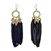 Pandahall 1 Pair Fashion Feather Earrings with Brass Earring Hooks Dangle Earrings for Women Lady Gifts (Black)