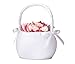 Lillian Rose White Round Satin Flower Girl Basket, 1-Pack