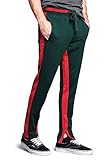 Victorious Mens Dual Side Stripe Ankle Zip Slim Fit Stretch Drawstring Trackpants