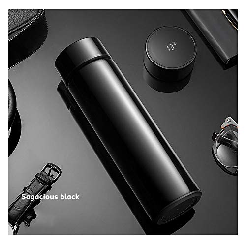 YHKJ 500ml Water Bottle，Travel Mugs, Stainless Steel Insulated Water Bottle,Touch Interactive,Temperature (Black)