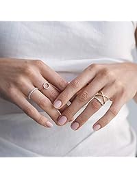 PAVOI - Anillos de plata de ley chapados en oro de 14 quilates con circonita cúbica   Marquise Milgrain Eternity Bands   Anillos de oro para mujer