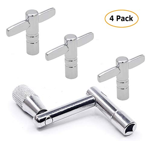 Drum Keys Jazz Drum Adjustment Wrench Adjustment Tool Percussion Instrument Accessories Use by Drummer 4-Pack with 1 Continuous Motion Speed Drum Key