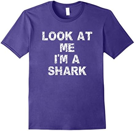Mens Look At Me I'm A Shark Funny Halloween Custome Gift T Shirt XL Purple