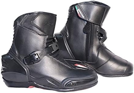 Spyke Axel Mens Motorcycle Leather Boots (Black, 43)