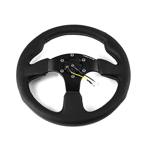 NRG Innovations RST-012R 320mm Race Style Leather Steering Wheel with Black stitch