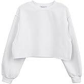 Amazhiyu Women Cropped Sweatshirt Long Sleeves Pullover Fleece Crop Tops