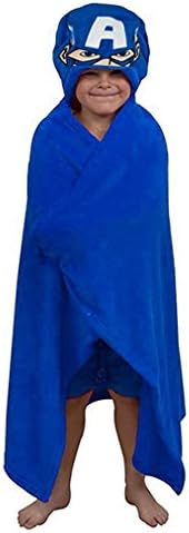 Captain America &amp; Iron Man Boys One Size Cuddle Robe (Captain America Blue)