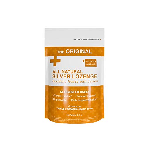 Original All Natural Silver Lozenges - Soothing Honey with Lemon: The Perfect Cough Drop for Cough, Throat & Mouth Health and Immune Support - Contains 30ppm Silver Solution in Each Drop