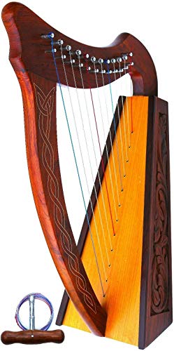image for DEURA HARP CELTIC 12 STRINGS BABY LAP HARP with BAG DH-12B, ROSEWOOD