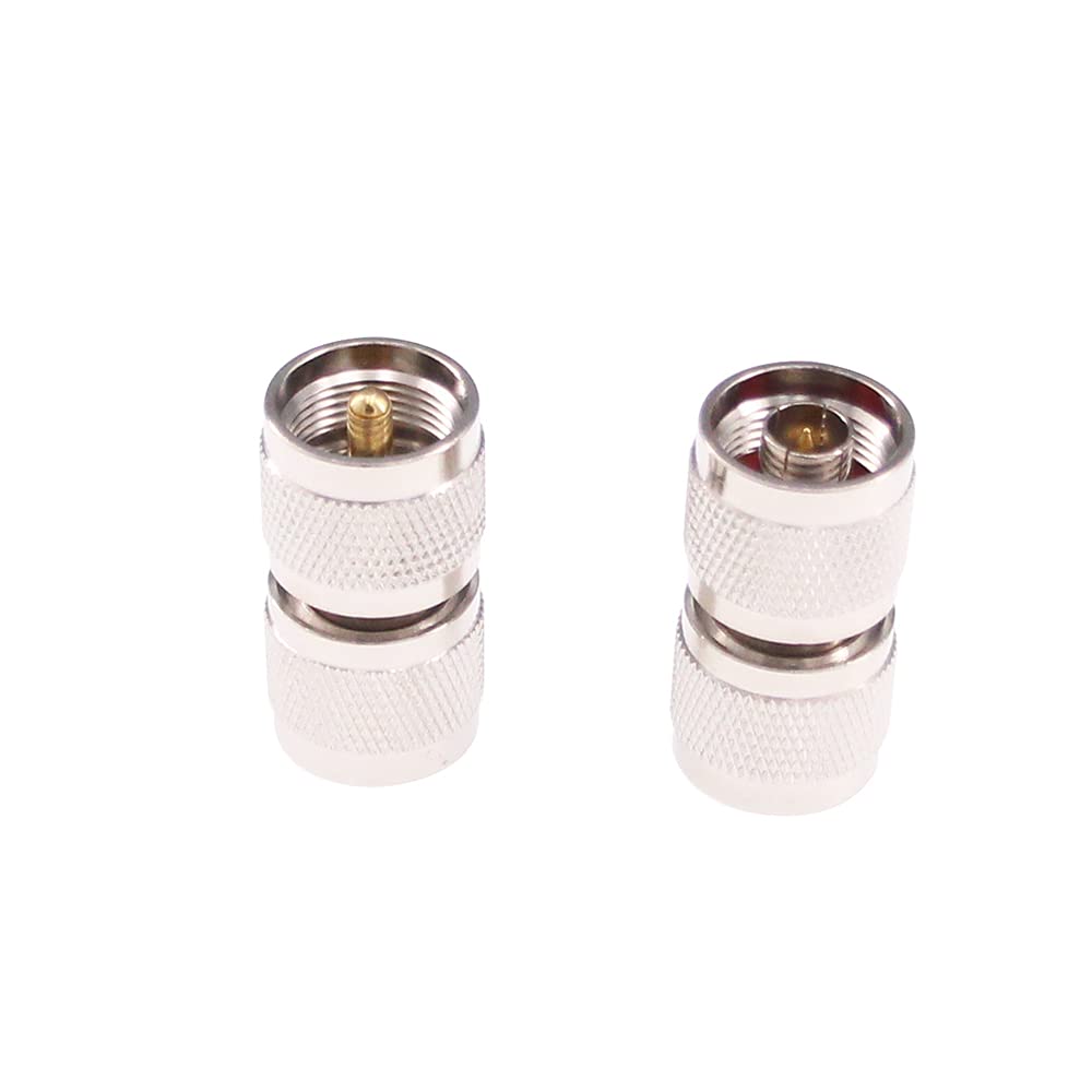 RFaha 2pcs UHF Male PL259 to N type Male RF Coaxial Adapter UHF to N Coax Connector(F60-2)