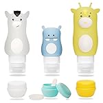 Portable Silicone Travel Bottles Set Leakproof Cosmetic Containers Refillable for Conditioner Lotion Body Wash Sunscreen Toiletries TSA Approved Cream Jar Included