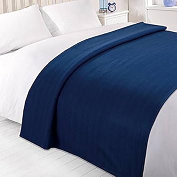 SRS Plain Fleece Blue Double Bed Blanket