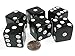 Set of 6 D6 25mm Large Opaque Jumbo Dice - Black with White Pip