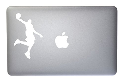 Basketball Player Slam Dunkin' Vinyl Decal for Macbook, Laptop or other device 5 Inch (white)