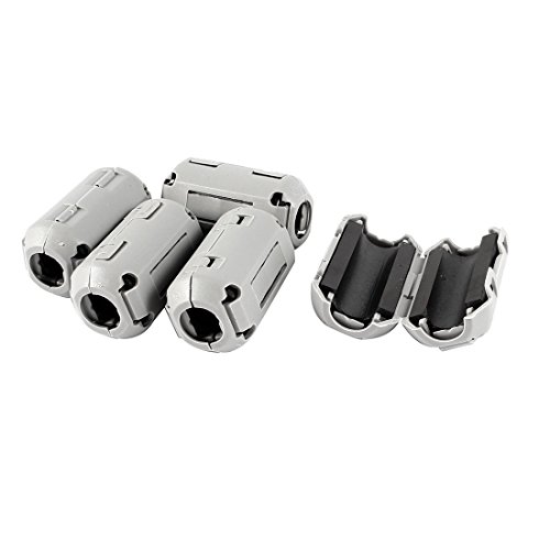5 Pcs Gray UF90B 9mm Dia Clip On EMI RFI Noise Ferrite Core Filter