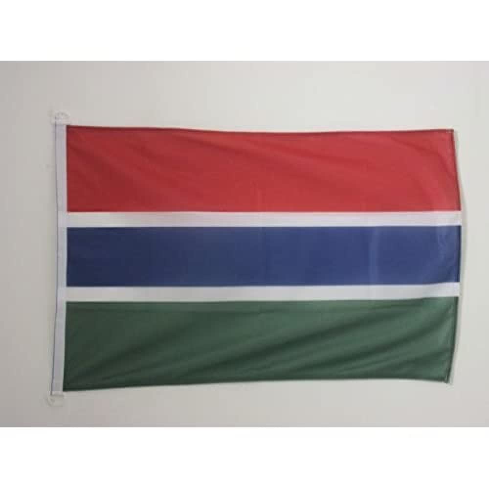 AZ FLAG - Gambia Flag - 2x3 Ft - For Outdoor - Gambian Banner Knitted Polyester with Two Plastic Rings - Fade Resistant - Vivid Colors - 2' x 3' Feet - 90x60 Cm