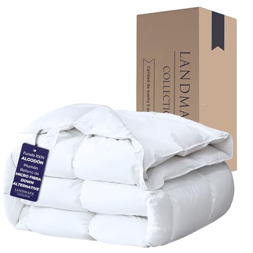 Landmark Collection Edredón/Duvet King Size Hotel de Lujo | Down Alternative/Plumón Alternativo | 100% Algodón | Todas Las Temporadas | Sensación Plumas de Ganso | Oeko-Tex