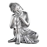 8.9in (H) Résine Napping Bouddha Statue Sliver Prosperity Bouddha Figurine Home Decor ZY001