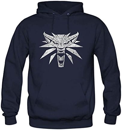 Women's Witcher Wolf School Medallion Long Sleeve Sweatshirts Hoodie XXL Navy