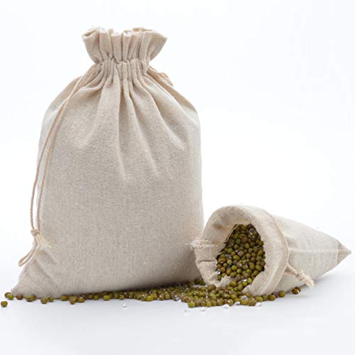 Dahi Pack of 25 Small Cotton Fabric Pouches 10 x 14 cm Jute Bag Fabric Drawstring Bag Jewellery Gift Bags Reusable