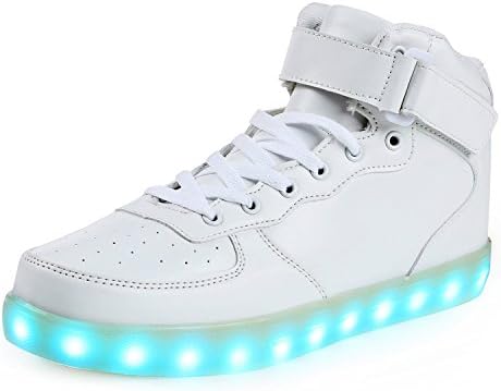 LED Shoes With Lights High Top Dance Light Up Sneakers All Colors Non SlipGrow Trainers For Adults Women, White